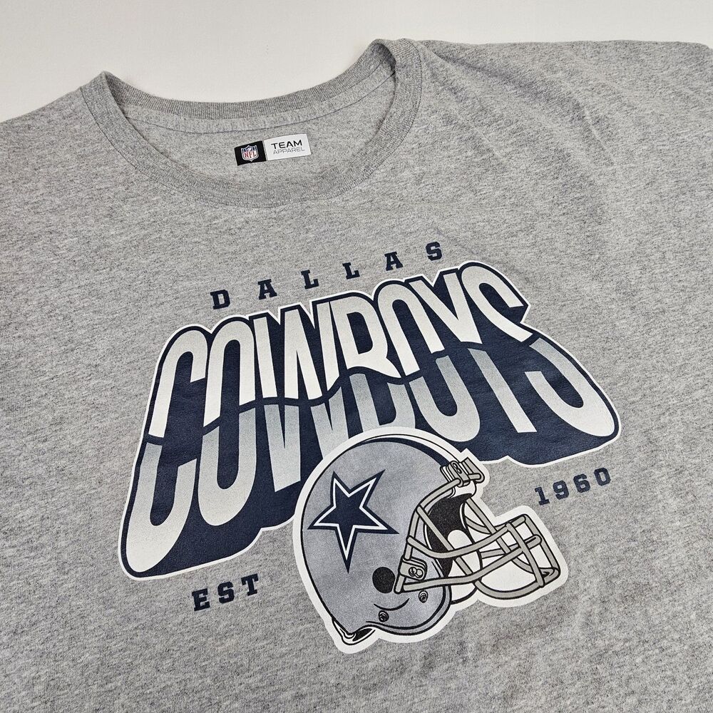 Dallas Cowboys T Shirt Men's 3XL Gray NFL Team Apparel Football Short Sleeve